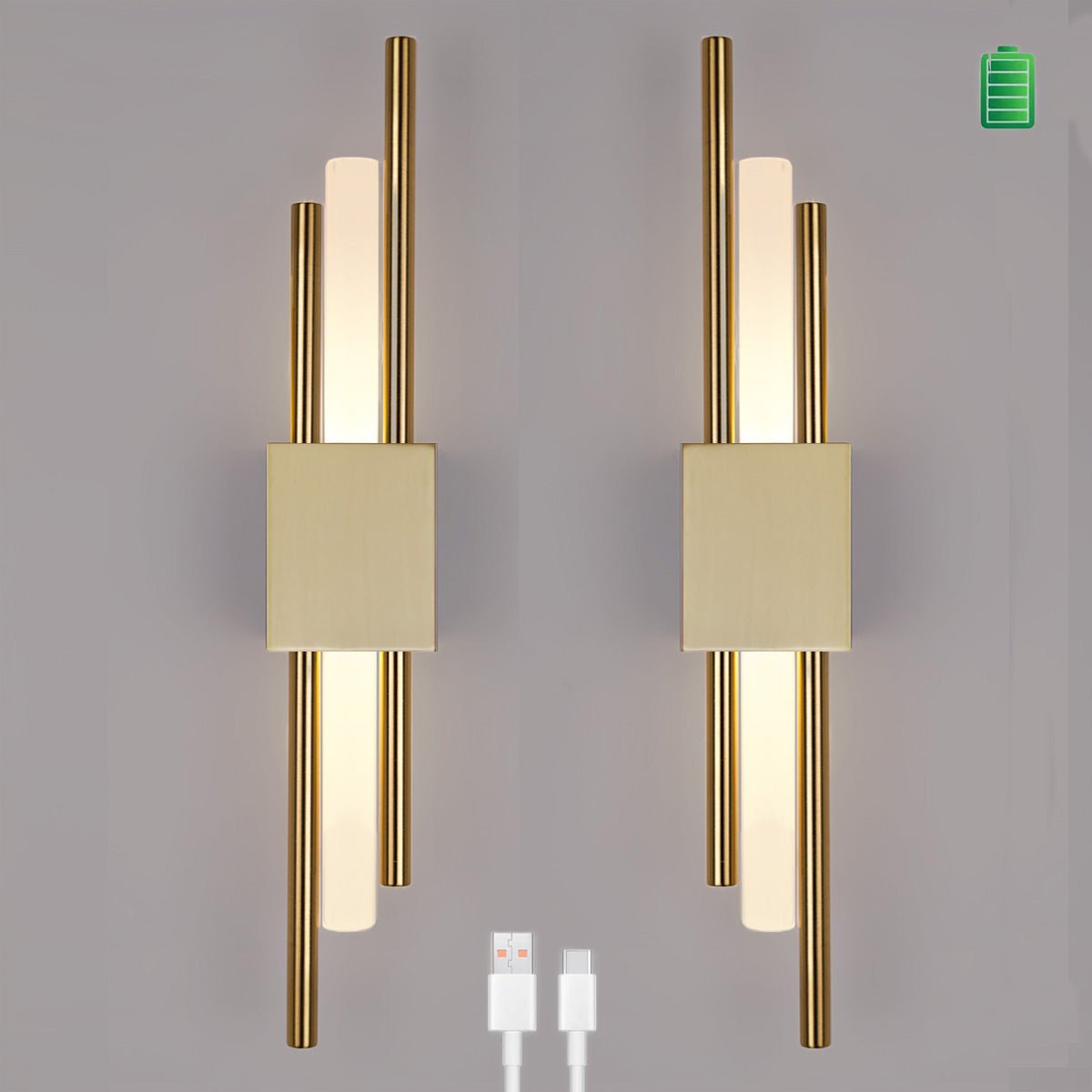 Glitch Wall Light • Gold • Battery • 2 Pack - Sconce - Haus of Interiors